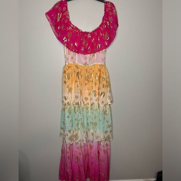 LoveShackFancy Vynne Off The Shoulder Maxi Ombre Dress NWT - Picture 3 of 7
